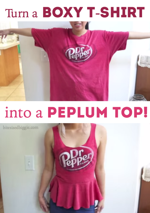 Turn a boxy t-shirt into a cute peplum top!