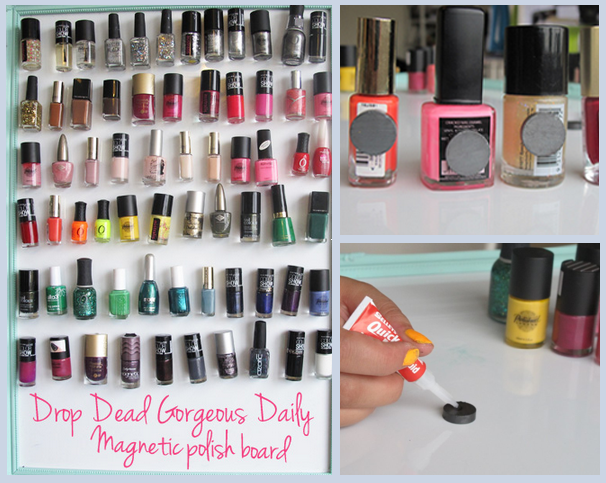 Make a nail polish magnet board