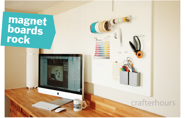 Use metal boards and strong magnets to organize your crafty space!