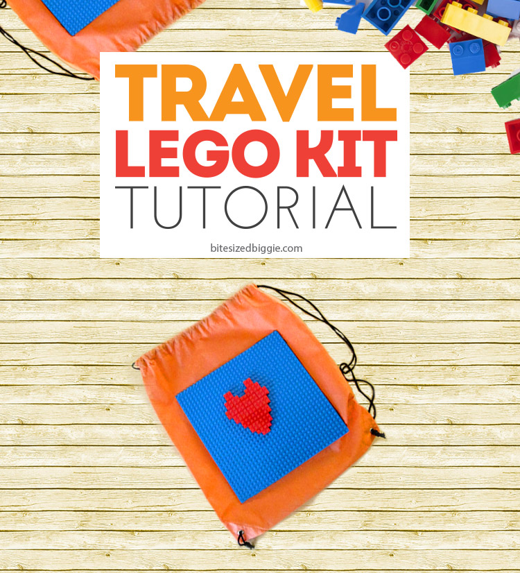 How to make a Travel Lego Kit - keeps those pieces together on the go and re-uses a freebie drawstring backpack that we all have too many of!