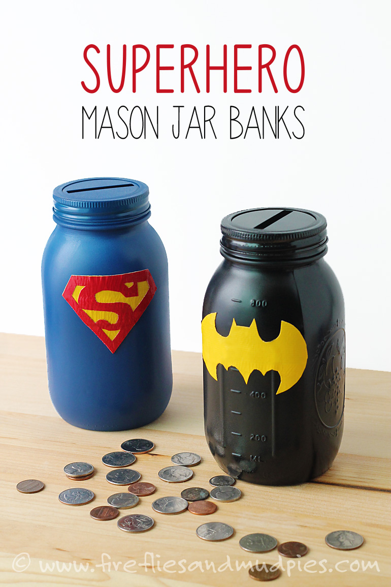 Mason Jar Superhero Banks