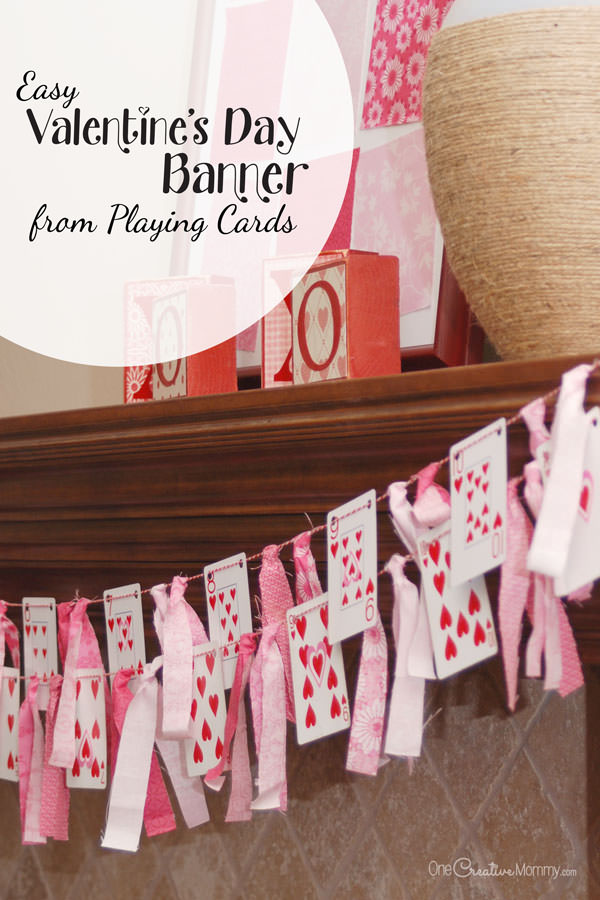 valentines day banner playing cards and scraps