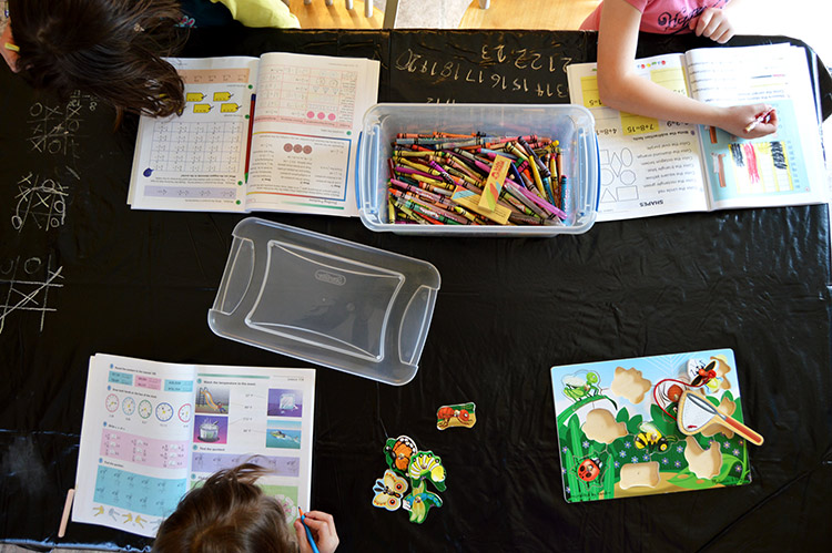 Kitchen table classroom - how we set up our home for learning that never stops