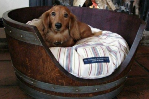 wine barrel dog bed