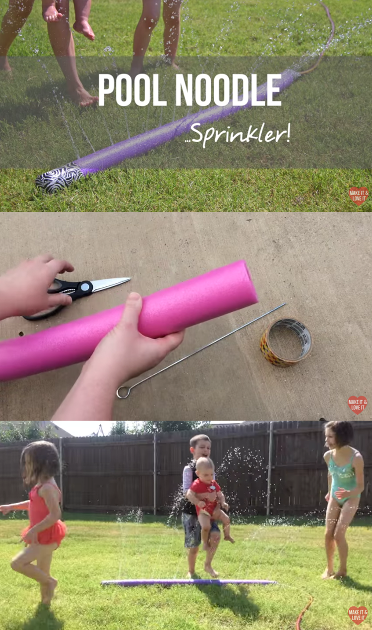 How to turn a pool noodle into a sprinkler - SO EASY! Perfect for hot summer days!