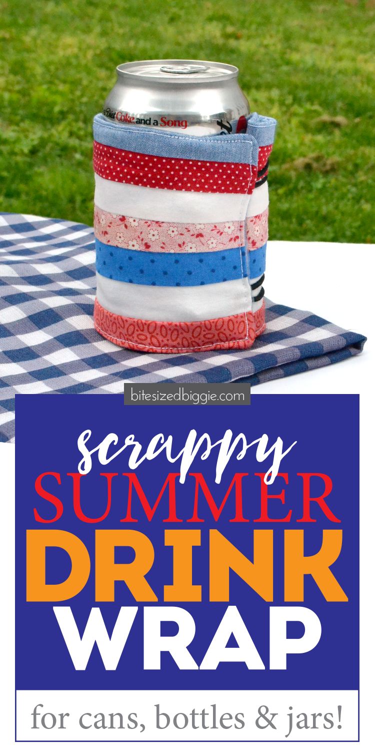 Scrappy summer drink wrap koozie DIY project - works on cans, bottles and mason jars!