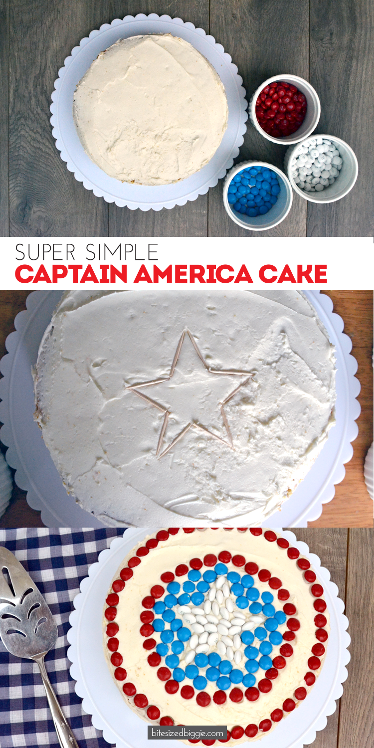 Quick and Easy Captain America Cake tutorial by Bite Sized Biggie