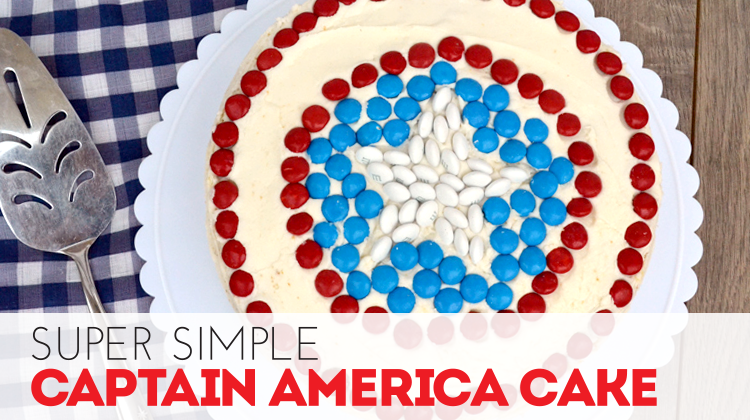 Quick and Simple Captain America Cake tutorial by Bite Sized Biggie