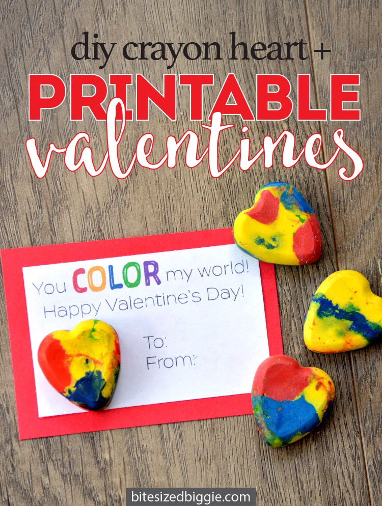 Easy DIY Crayon Valentine + Free Printable Bite Sized Biggie