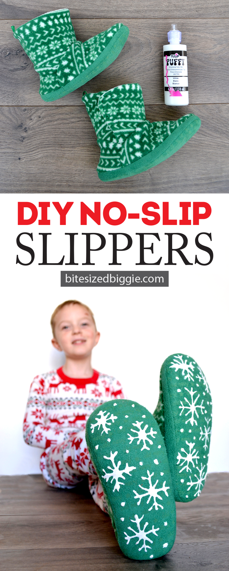 Easy DIY No-Slip Slippers - Bite Sized Biggie