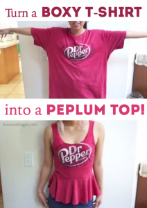 Turn a boxy t-shirt into a cute peplum top!